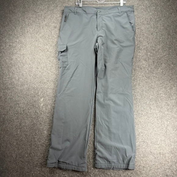 Eddie Bauer Pants Womens 16 37x32 Rainier Fleece Lined Cargo Gray Stretch Hiking - Picture 1 of 8